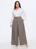 Plaid Print Wide-Leg Pants