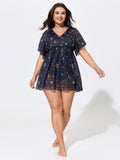 Sheer Star Moon Print Swim Dress