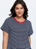 Striped Print Color Contrast T-Shirt Mini Dress