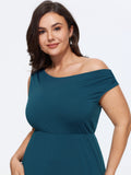 Stretchy One-Shoulder Asymmetrical Hem Midi Dress