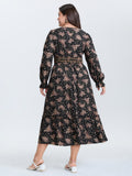 Floral Print Triangular Waist Midi Dress