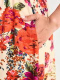 Floral Print Shirred Waist Midi Dress