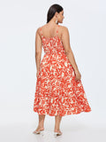 Floral Print Twist Front Midi Dress