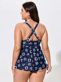 Nautical Anchor Print Flowy Supportive Fit Swim Top