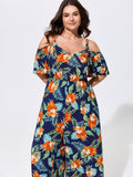 Floral Print Cold-Shoulder Breezy Jumpsuit