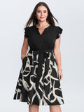 Geometric Print Color Contrast Mini Dress