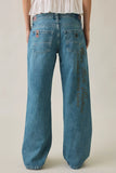 BDG Kayla Printed Low-Rise Jeans - Mid Blue Utility