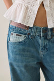 BDG Kayla Printed Low-Rise Jeans - Mid Blue Utility