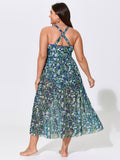 Sheer Sarong Two-Piece Ruched Print One-Piece Swim