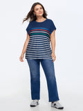 Supersoft Multi Stripe Print Dolman Sleeve T-Shirt