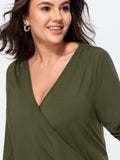 Supersoft Stretchy Solid Surplice Side Ruched T-Shirt