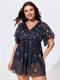 Sheer Star Moon Print Swim Dress