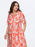 Supersoft Abstract Print Pockets Midi Shirt Dress
