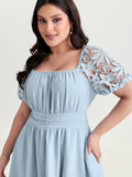 Sheer Lace Sleeve Open Back Mini Dress