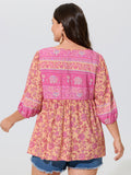Color Block Paisley Print Babydoll Blouse