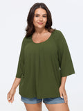 Pleated Raglan Sleeve Flowy Blouse