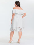 Ocean Pattern Embroidered Cut-Out Midi Dress