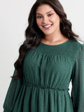 Chiffon Textured Shirred Ruffled Mini Dress