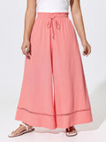 Lace Trim Drawstring Waist Breezy Pants