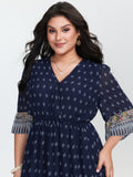 Boho Geometric Print Wrap Maxi Dress