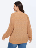 Texture Cut Out Raglan Sleeve Pullover