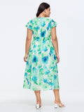 Floral Print Waist-Tie Flowy Midi Dress