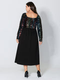 Sparkly Colorful Sequins Contrast Midi Dress