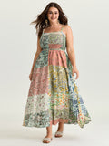 Collage Patchwork Print Cami Maxi Dress