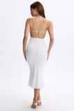 Modal Plunge Open-Back Midaxi Dress in White