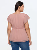 Braided Neckline Detail Layered Sleeve Top