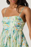 Bubble Floral Mini Dress - Green Multi Floral