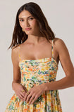 Bubble Floral Mini Dress - Orange Multi Floral