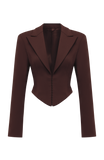 Agatha Cropped Blazer - Plum Brown
