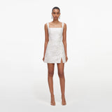 White Sequin Lace Mini Dress