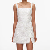 White Sequin Lace Mini Dress