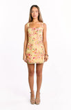 Aveta Yellow Bloom Tie Mini Dress