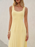 Square-Neck Ribbed Knit Dress