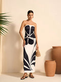Semi-Sheer Strapless Floral Dress