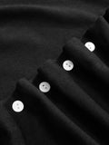 Short-Sleeve Ruched Side Button Detail Dress