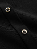 Button Detail Cap Sleeve Rib Knit Maxi Dress