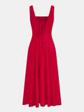 Cotton Blend Button-Front Maxi Dress