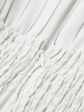 Cotton Blend Striped Ruched Sleeveless Maxi Dress