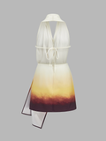 Asymmetric Gradient Halter Mini Dress
