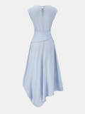 Cotton Linen Sleeveless Asymmetrical Midi Dress