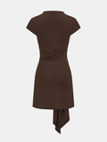 Short Sleeve Fitted Buckle Mini Dress