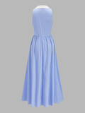 Cotton Blend Sleeveless Collared Maxi Dress