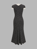 Polka Dot Lace V-Neck Midi Dress