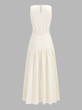 Sleeveless Belted Square Neck Maxi Dress