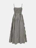 Gingham Cotton Blend Cutout Cami Maxi Dress