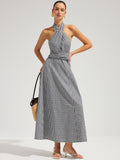 Gingham Halter Cotton Maxi Dress
